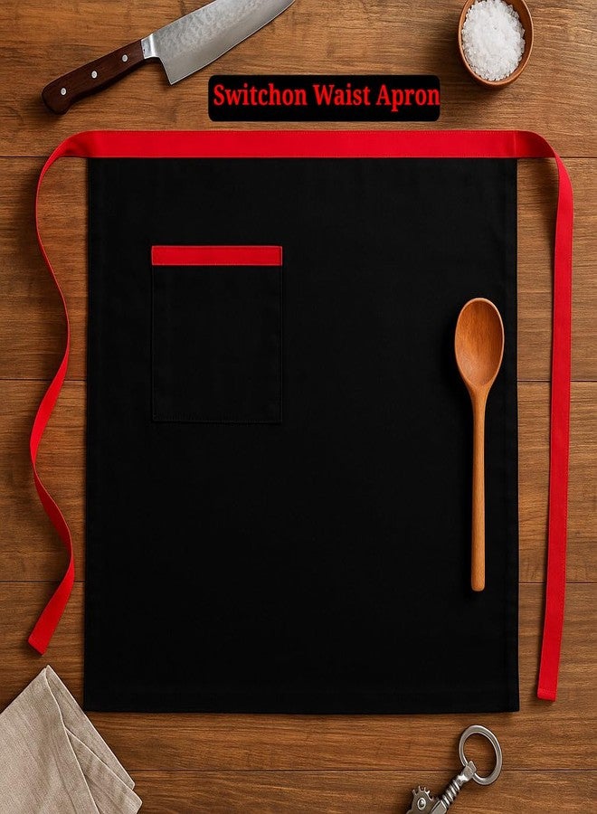 Switchon Polyester Waist Multipurpose Free Size unisex Apron - Proudly Made in India (Black) - Image 3